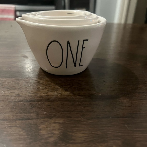 Rae Dunn Cream Measuring Cup Set with Text Design - Picture 2 of 2
